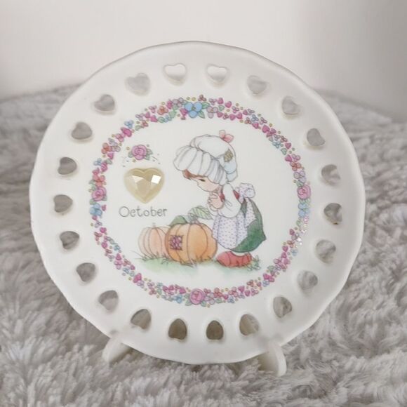 Vtg. Precious Moments October Opal Birthday Plate - Picture 1 of 5